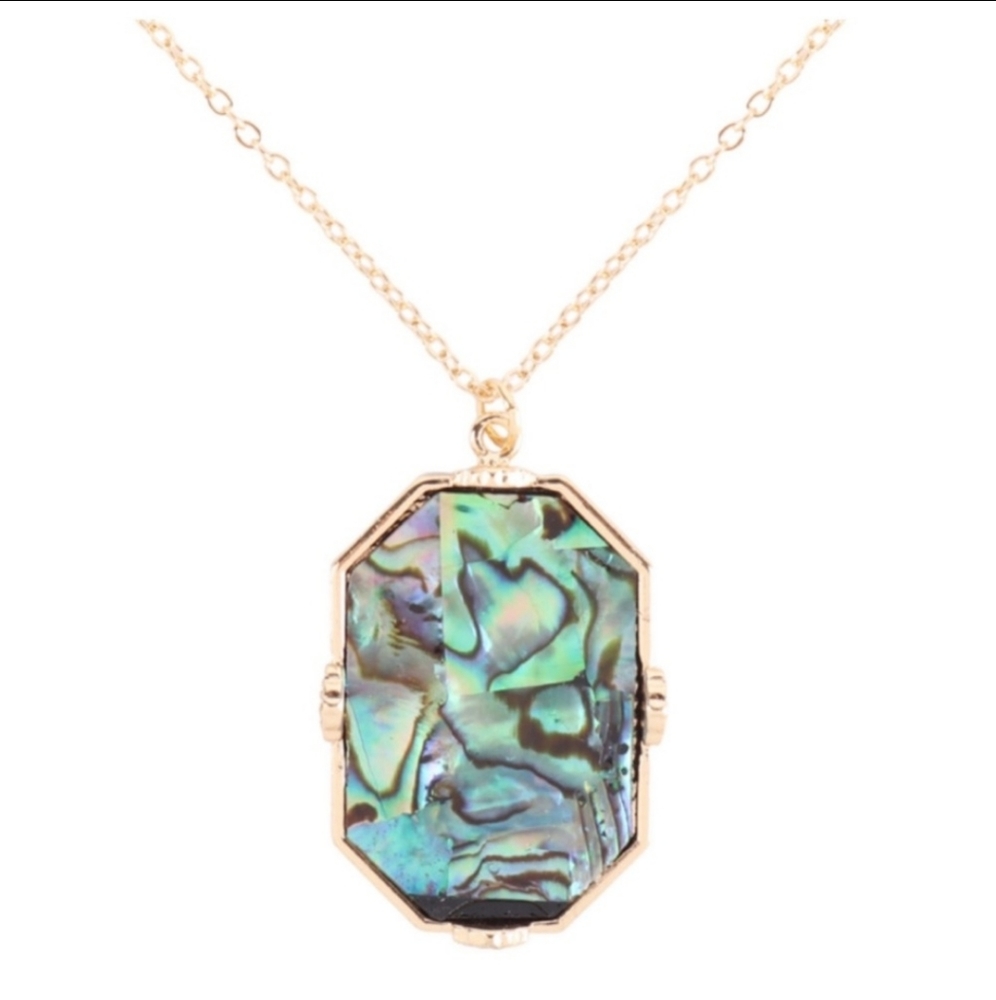Abalone Pendant with Gold Chain Necklace
